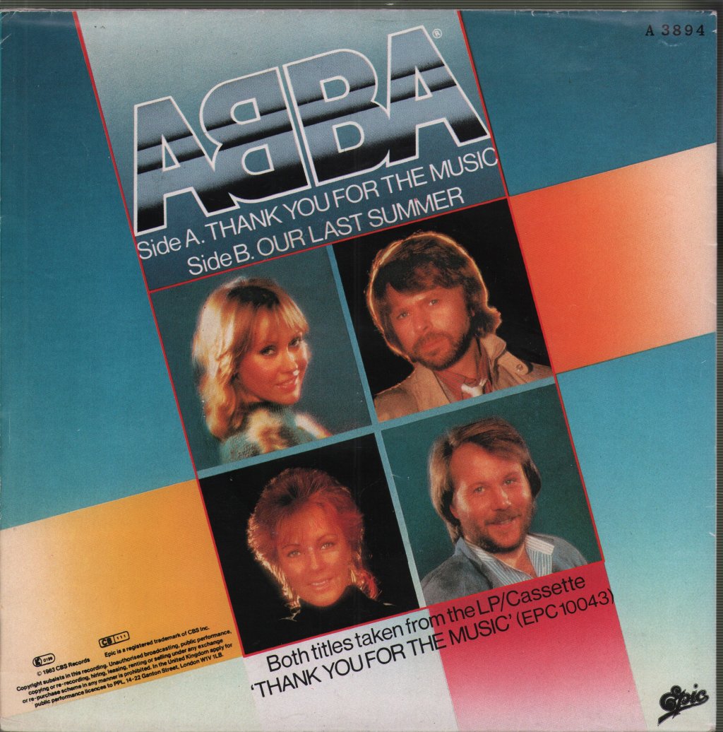 ABBA - Thank You For The Music - 7 Inch