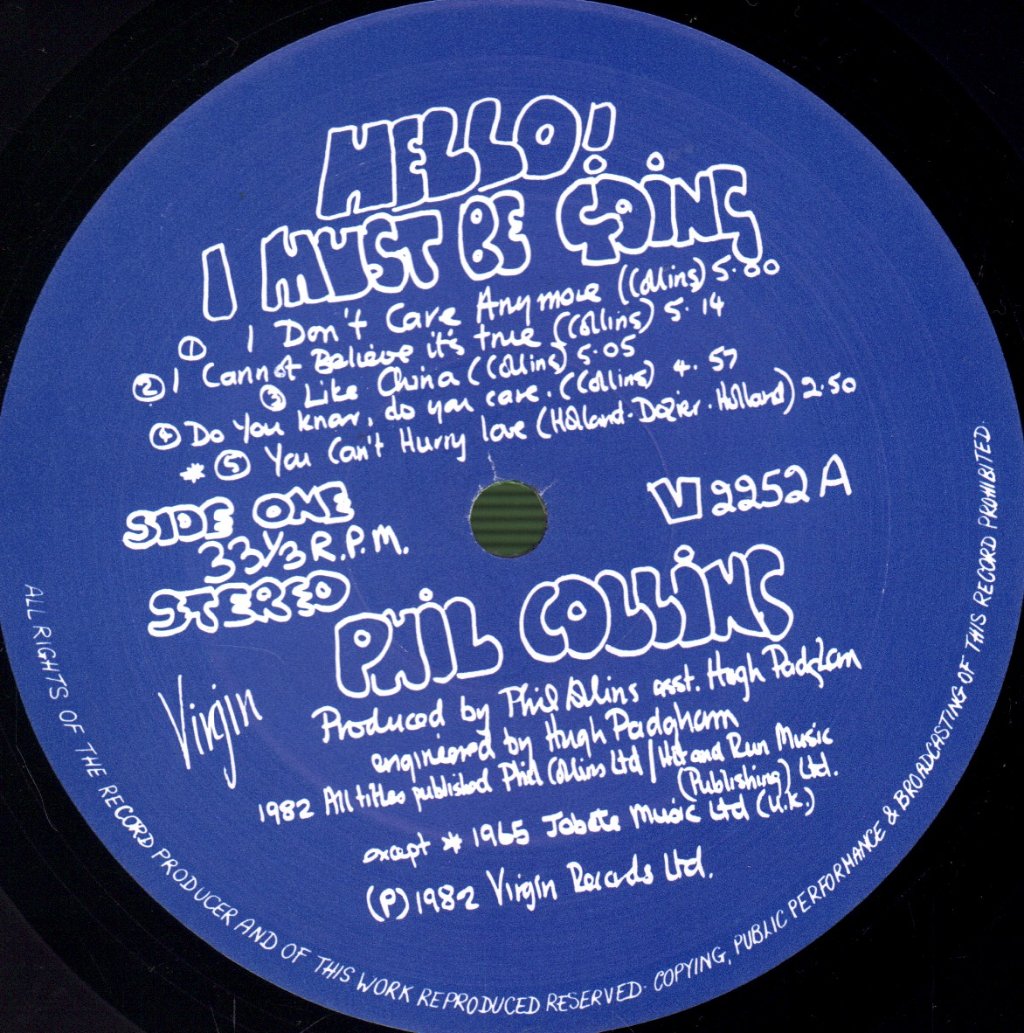 Phil Collins - Hello I Must Be Going - Lp