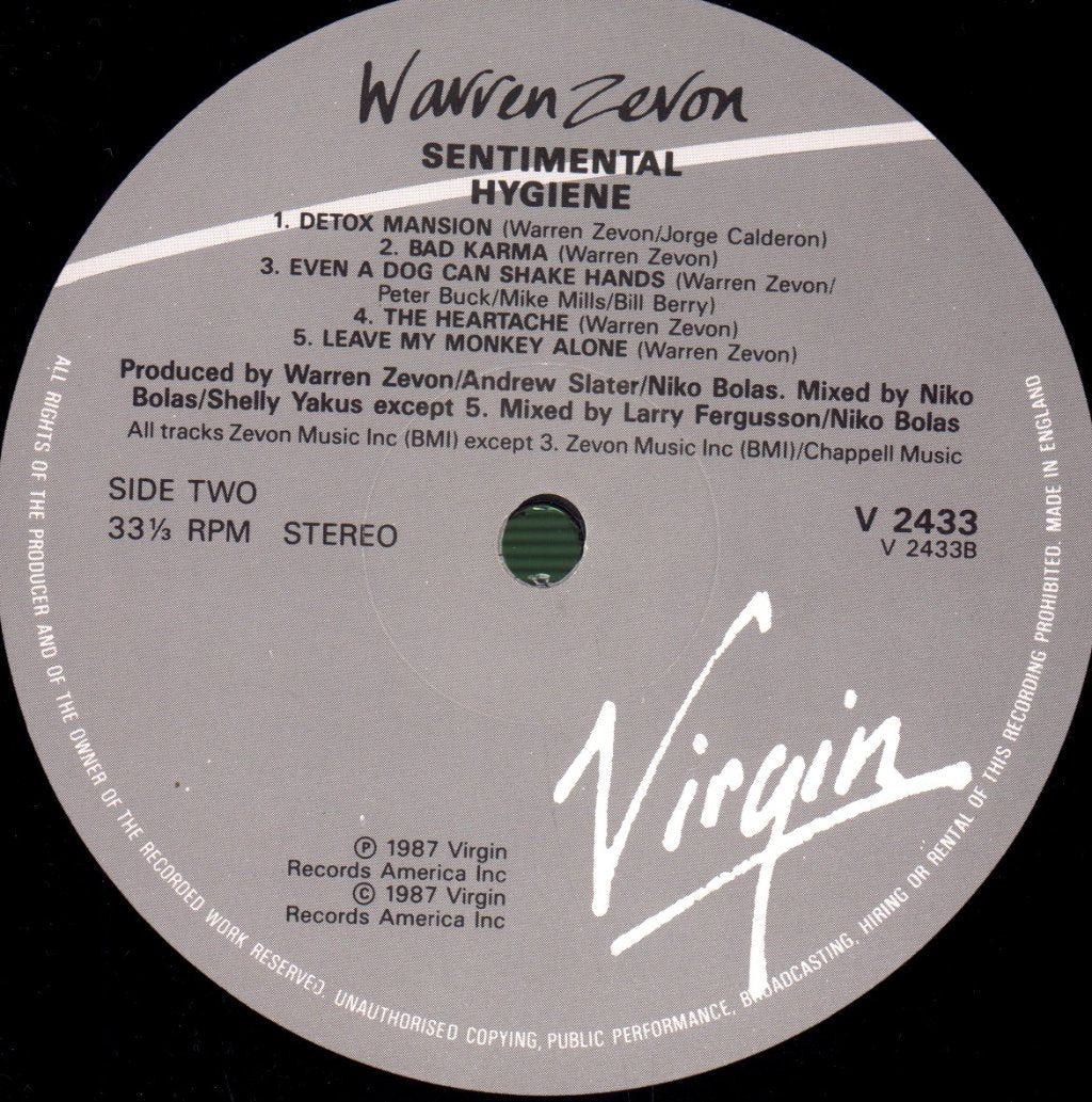 Warren Zevon - Sentimental Hygiene - Lp
