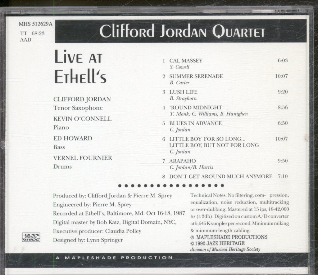Clifford Jordan Quartet - Live At Ethell's - Cd