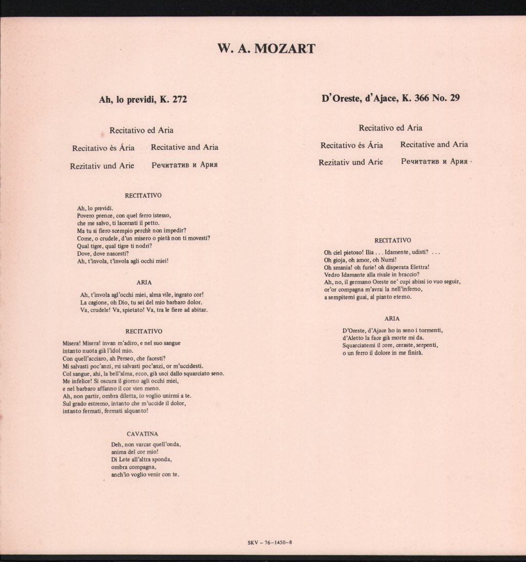 Sylvia Sass - Mozart Arias - Lp