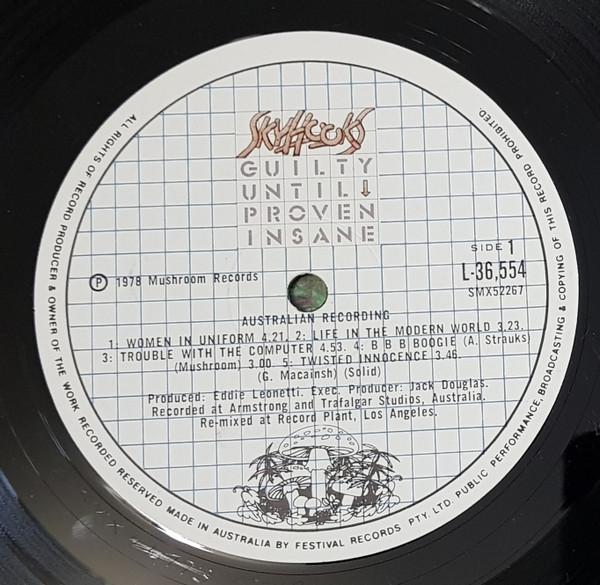 Skyhooks - Guilty Until Proven Insane - Lp