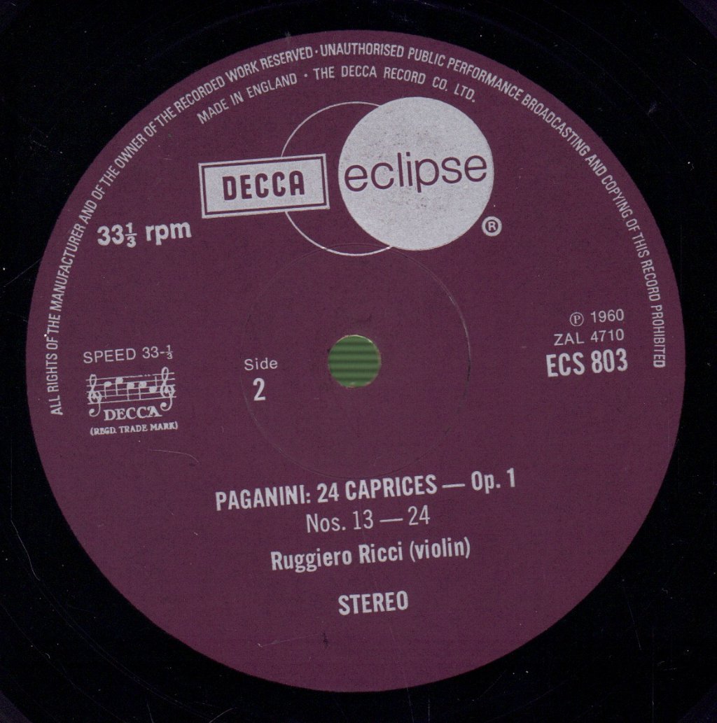 Ruggiero Ricci - Paganini - 24 Caprices Op 1 - Lp