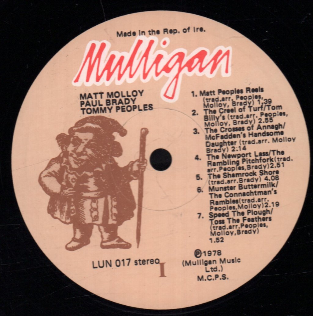 Matt Molloy Paul Brady Tommy Peoples - Matt Molloy Paul Brady Tommy Peoples - Lp