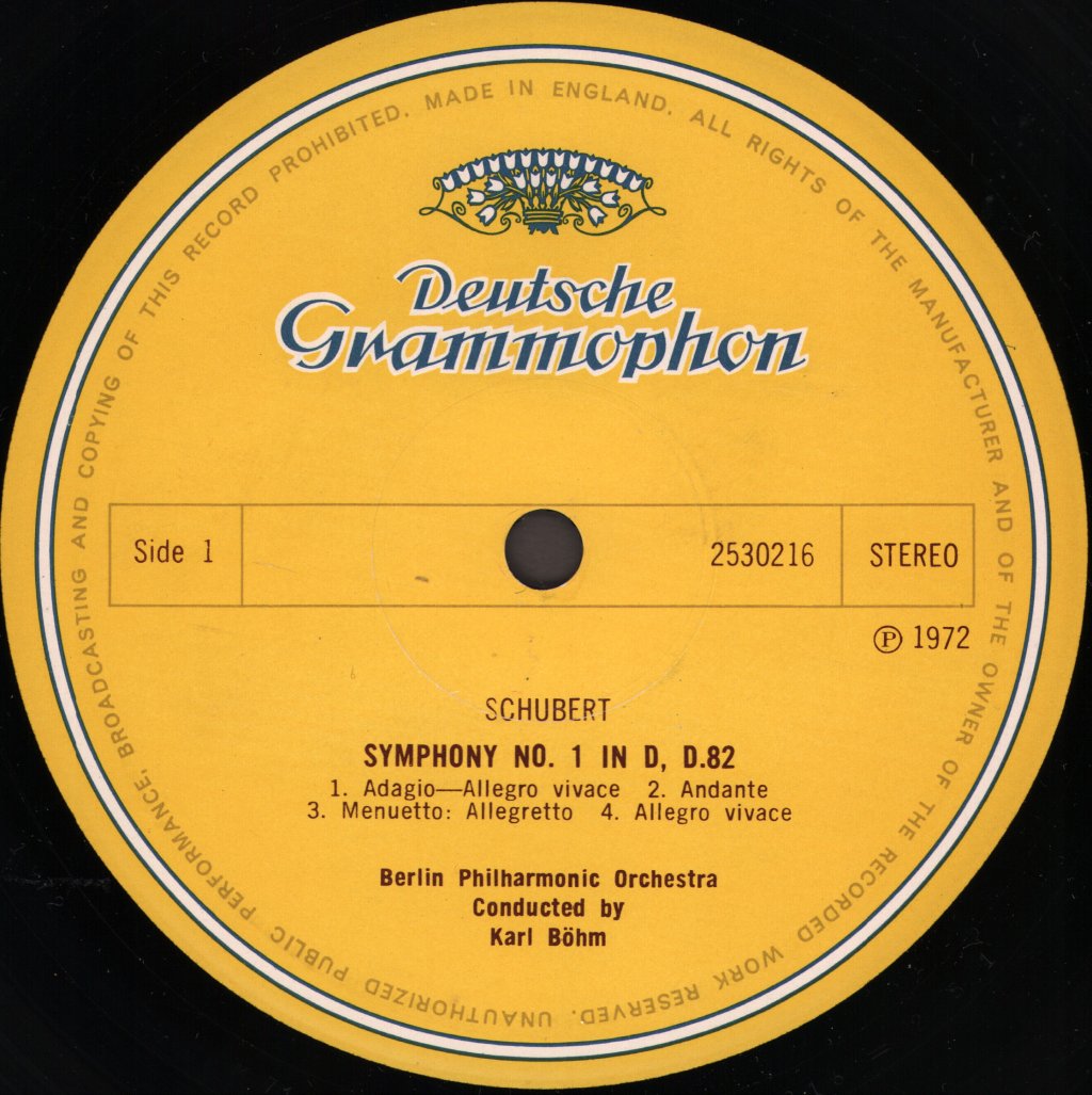 Karl Bohm / Berlin Philharmonic Orchestra - Franz Schubert - Symphonies No. 1 & No. 2 - Lp
