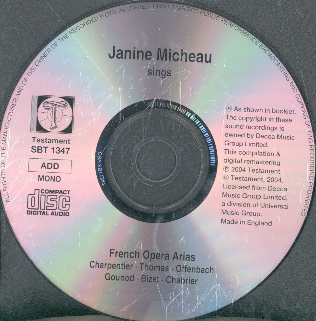 Janine Micheau - French Opera Arias - Cd