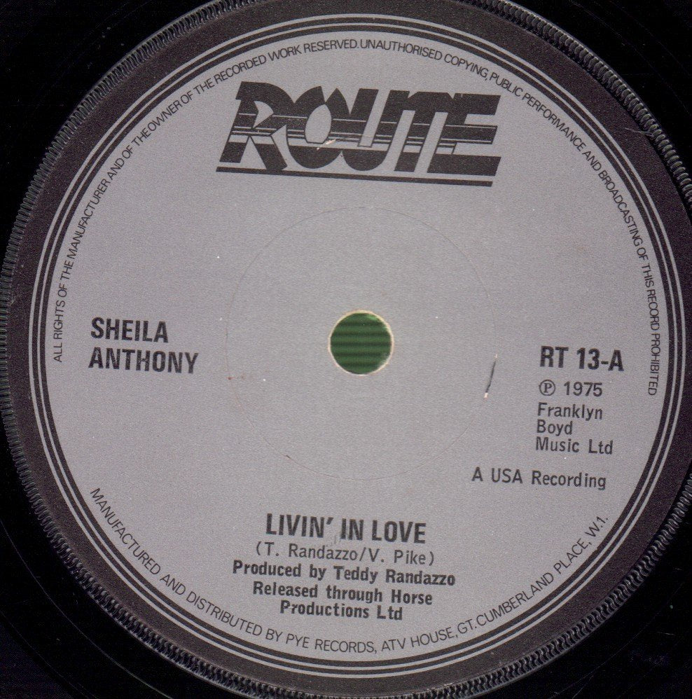 Sheila Anthony - Livin' In Love - 7 Inch