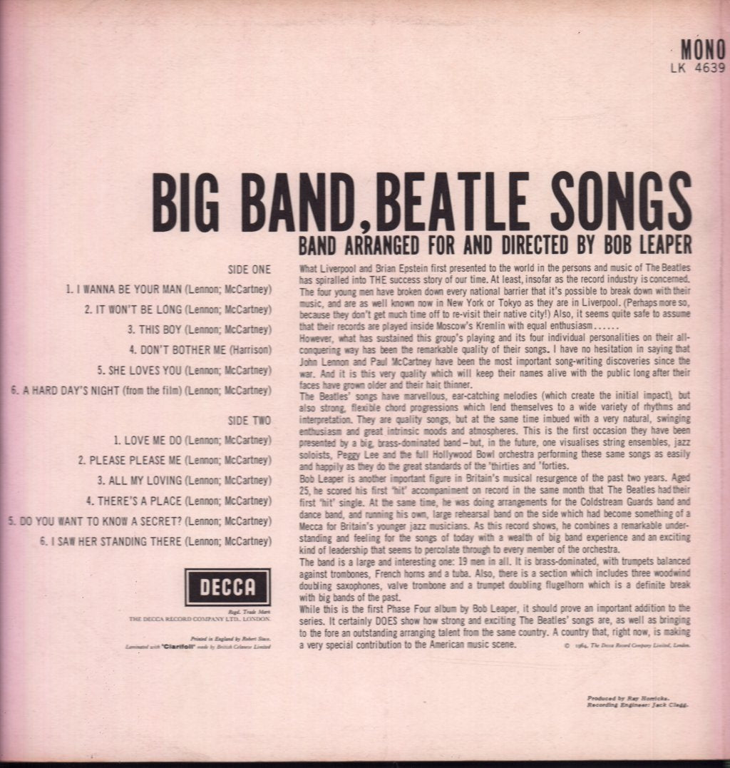 Bob Leaper - Big Band Beatle Songs - Lp