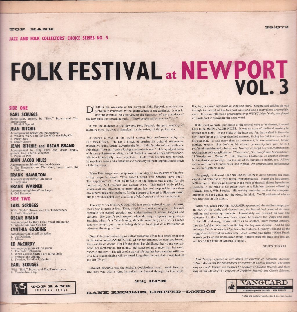 Various Artists - Folk Festival At Newport Vol. 3 - Lp