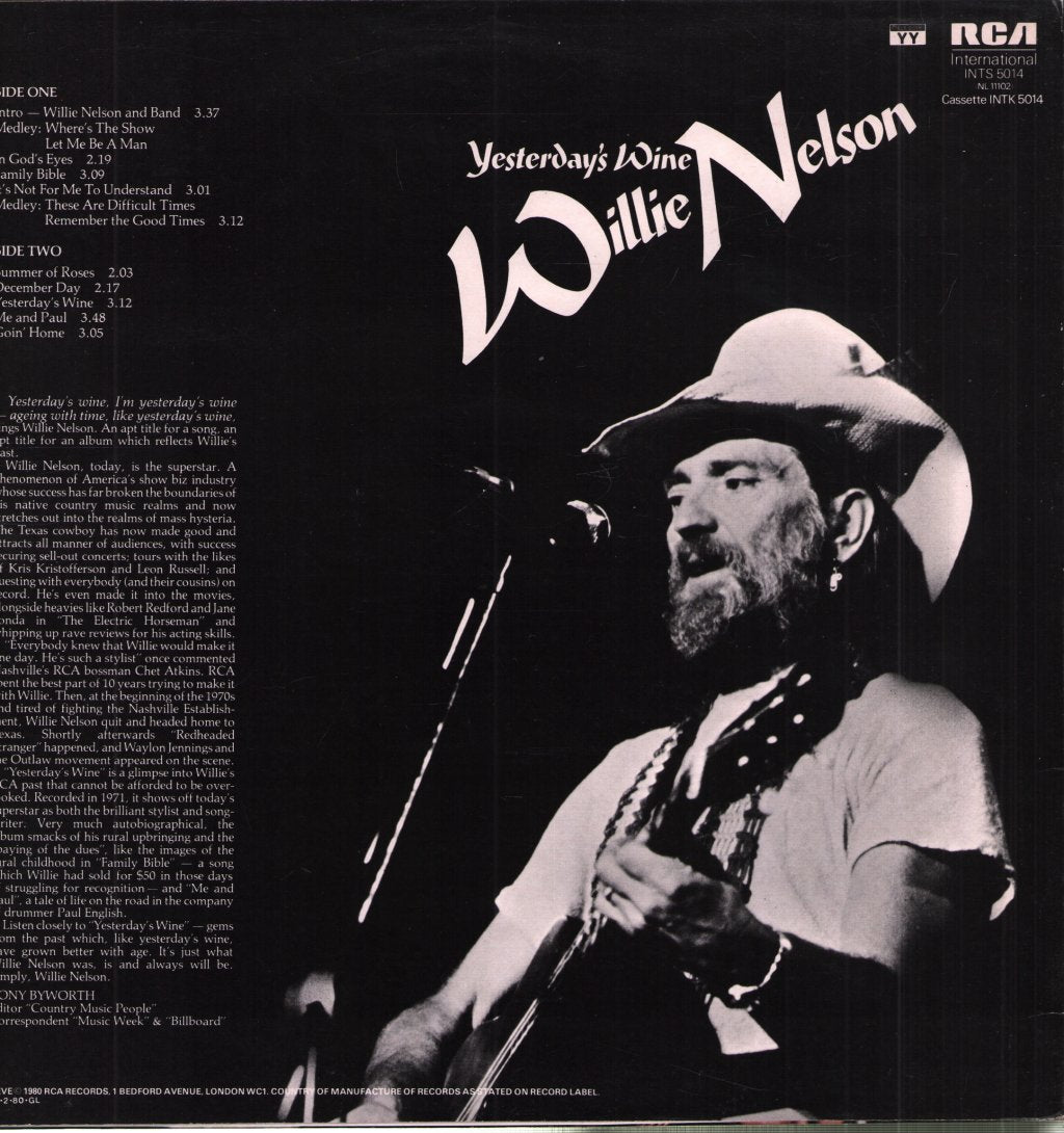 Willie Nelson - Yesterday's Wine - Lp
