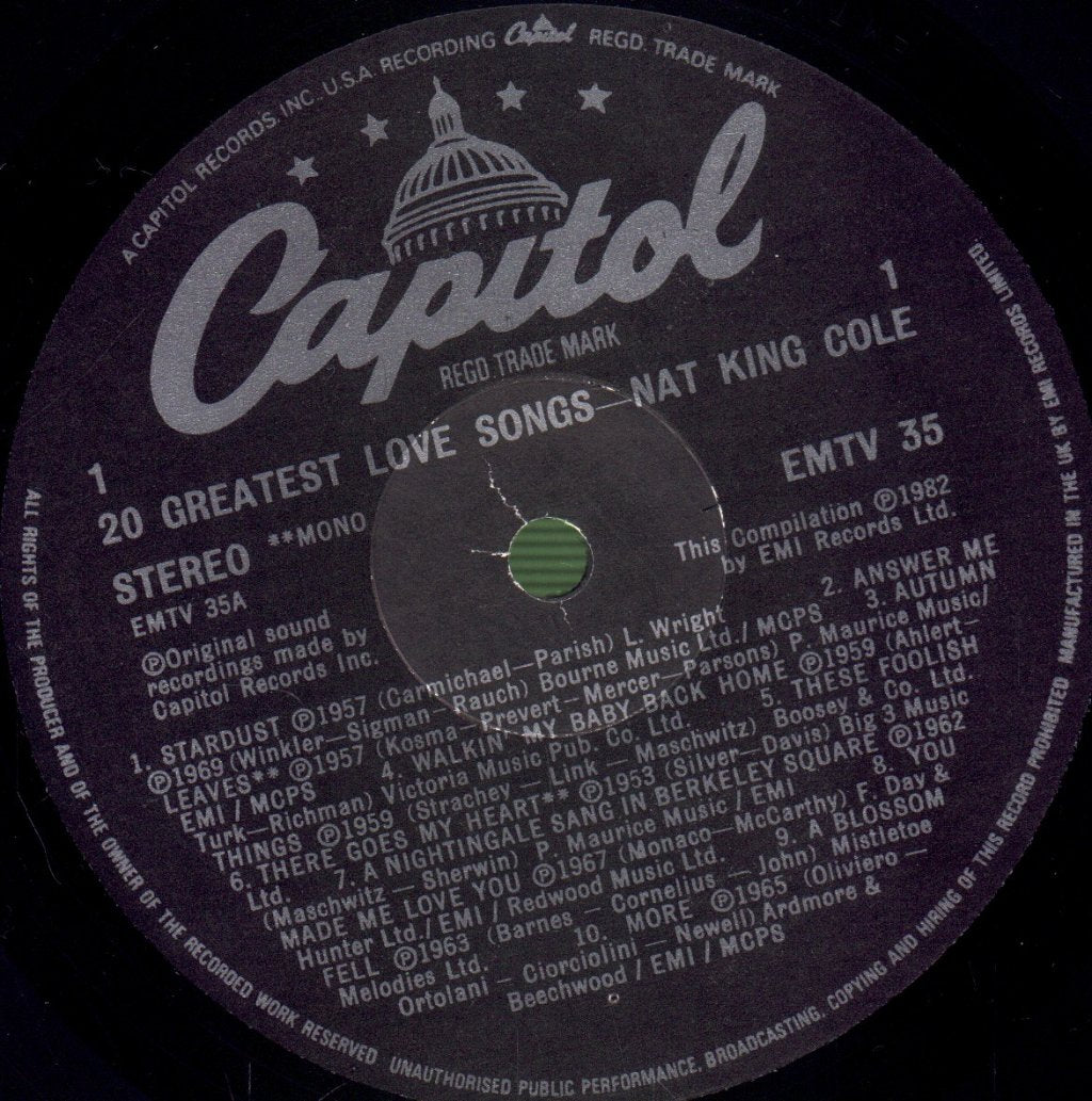 Nat King Cole - 20 Greatest Love Songs - Lp
