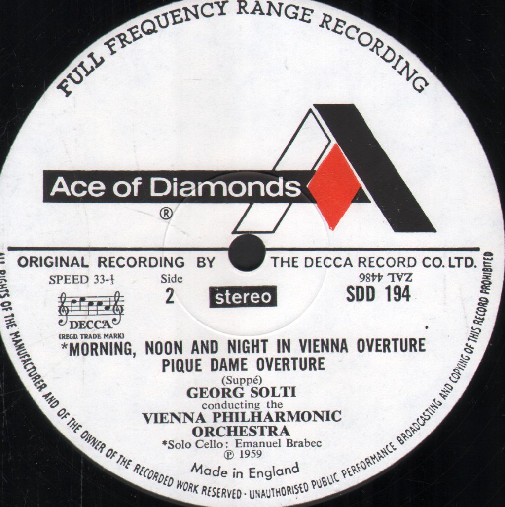 Georg Solti / Vienna Philharmonic Orchestra - Suppé Overtures - Light Cavalry / Poet & Peasant - Lp