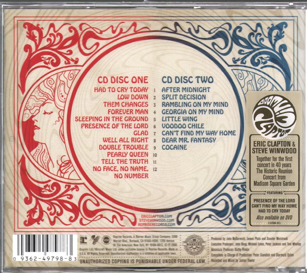 Eric Clapton And Steve Winwood - Live From Madison Square Garden - Double Cd