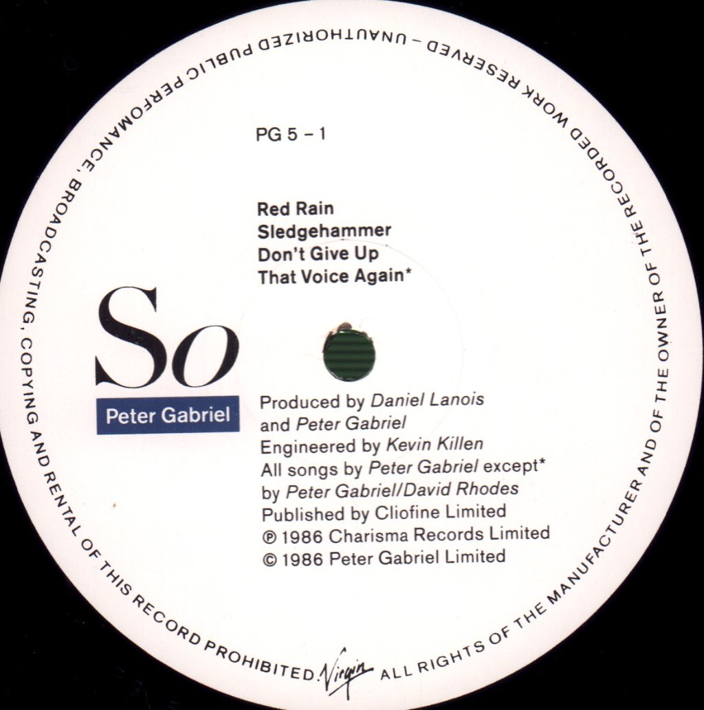 Peter Gabriel - So - Lp