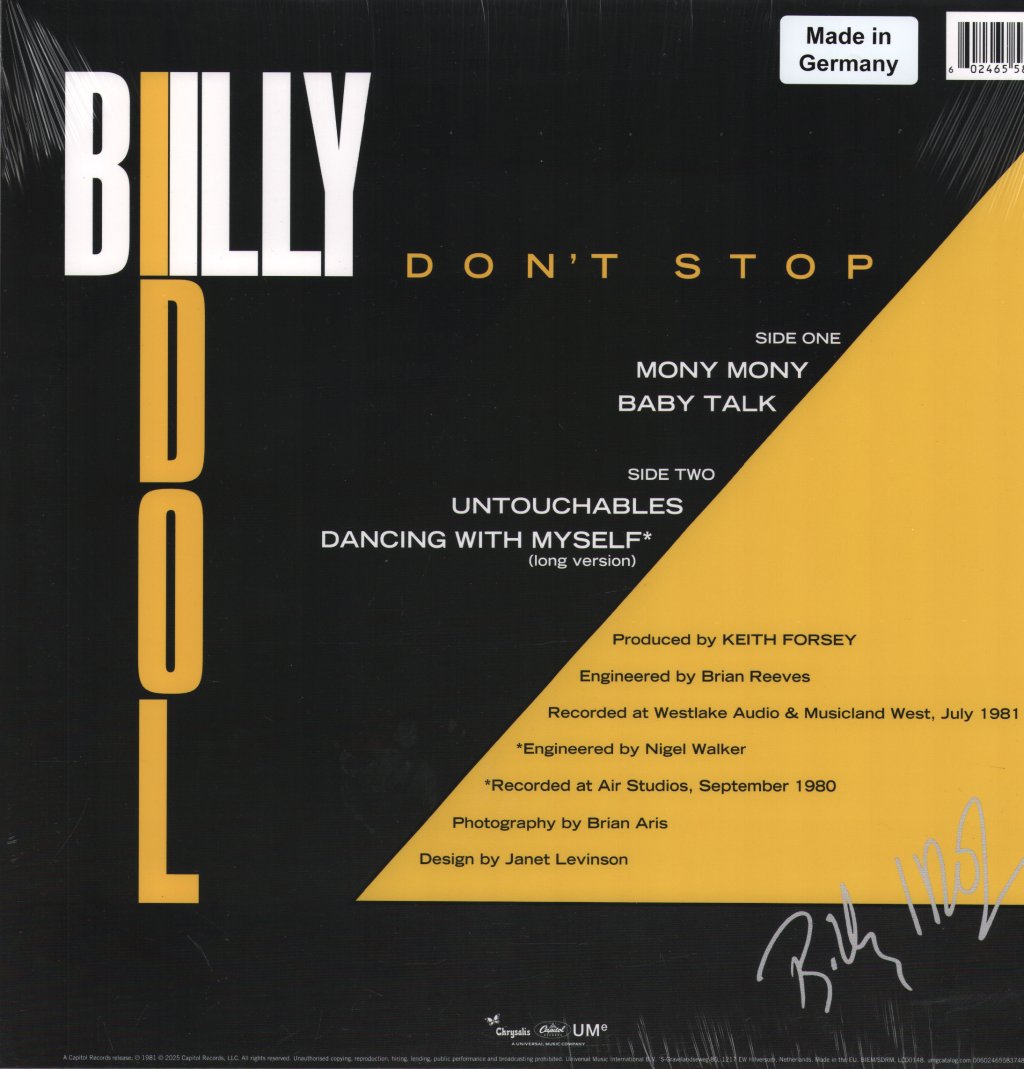 Billy Idol - Don't Stop - Lp