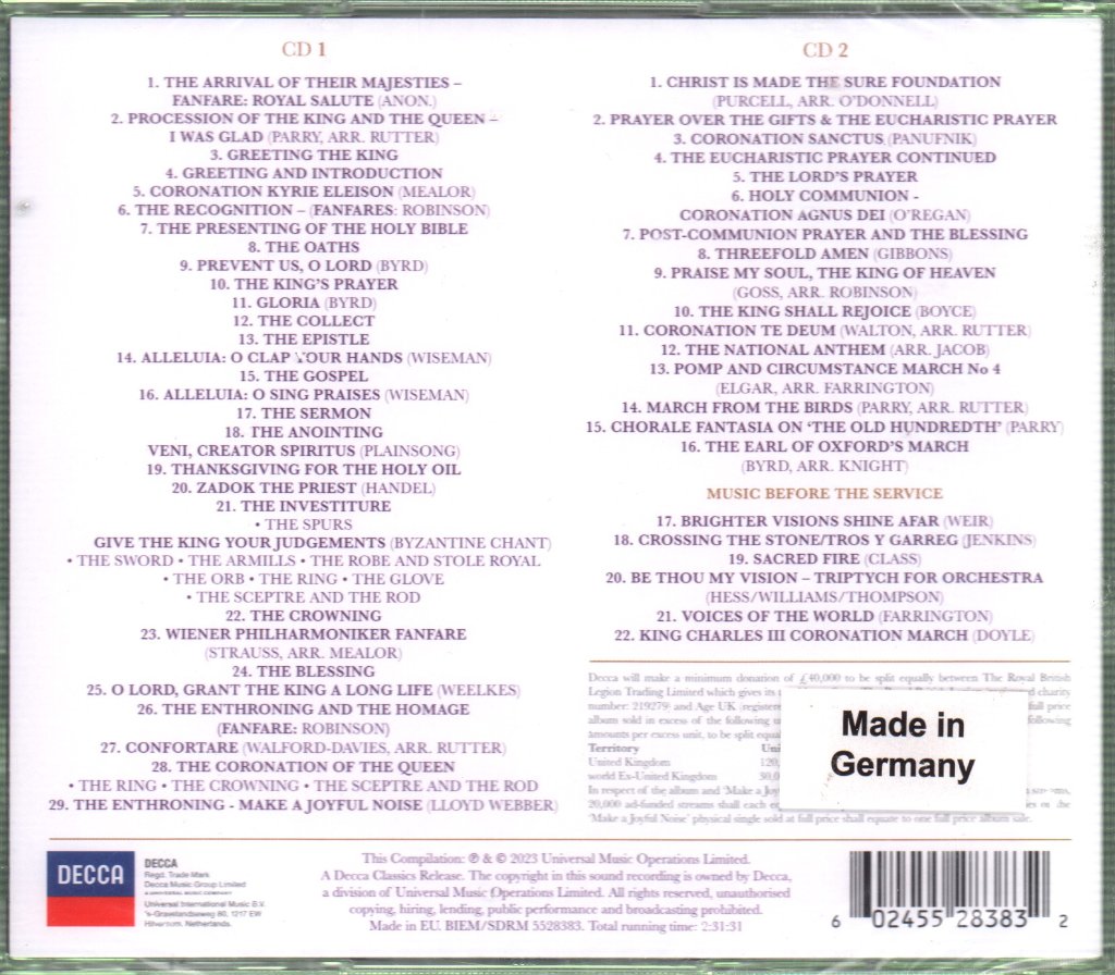 Various Artists - Coronation Of Their Majesties King Charles III And Queen Camilla: The Official Album - Double Cd