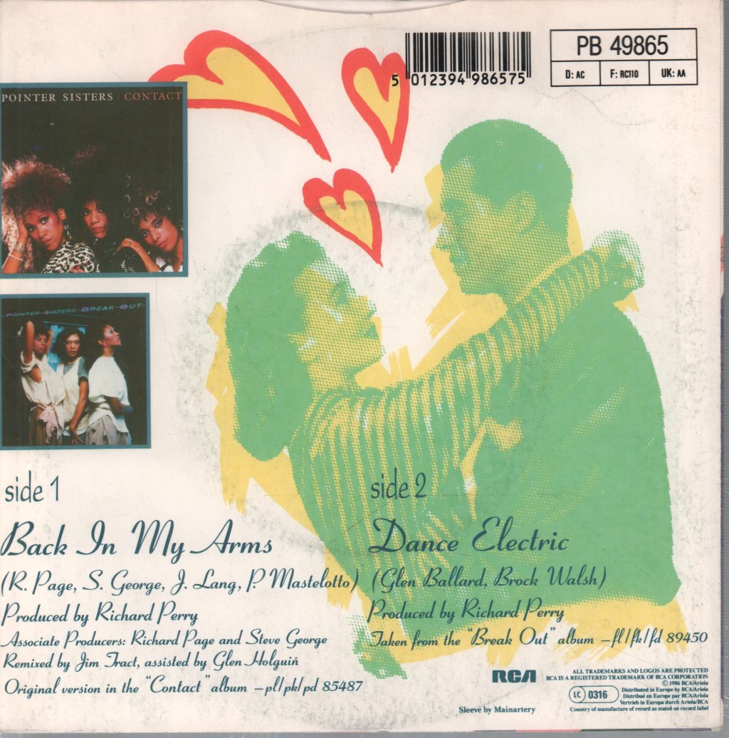Pointer Sisters - Back In My Arms - 7 Inch