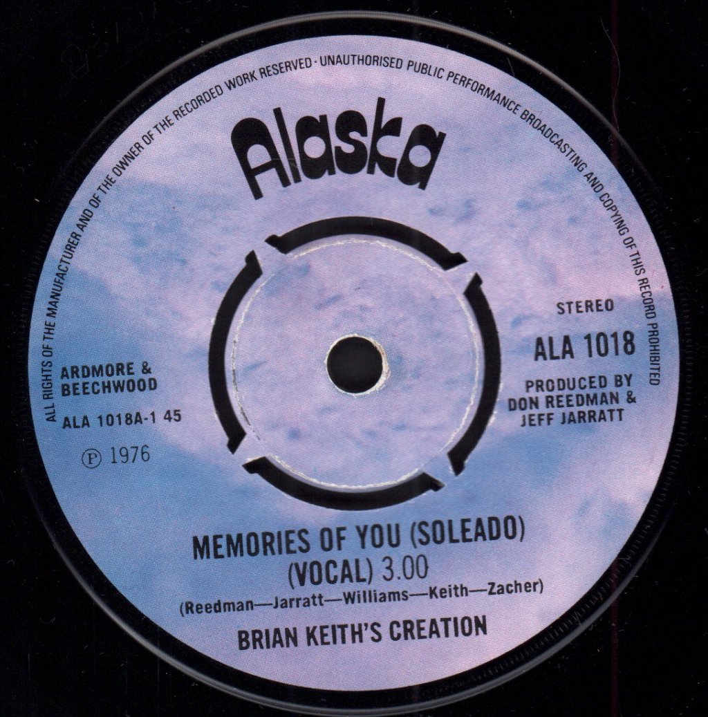 Brian Keith's Creation - Memories Of You - 7 Inch