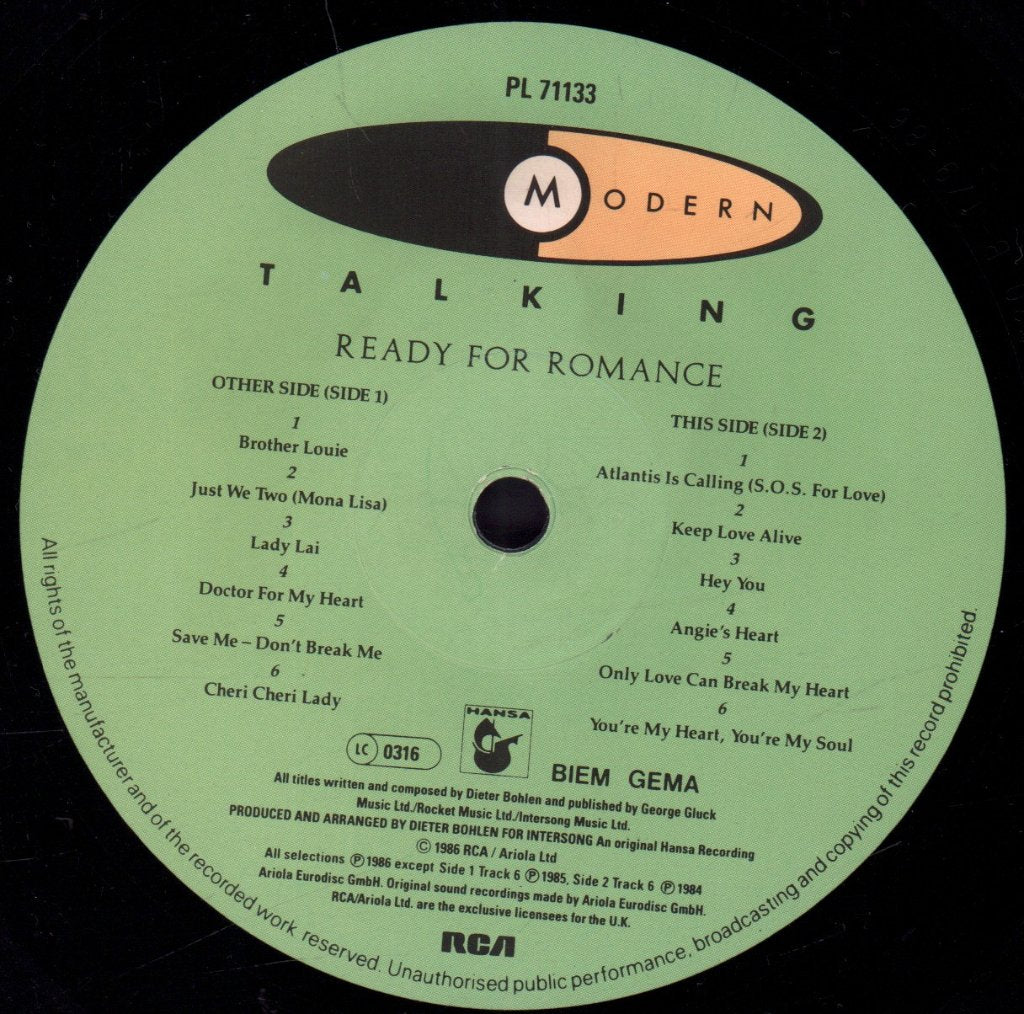 Modern Talking - Ready For Romance - Lp