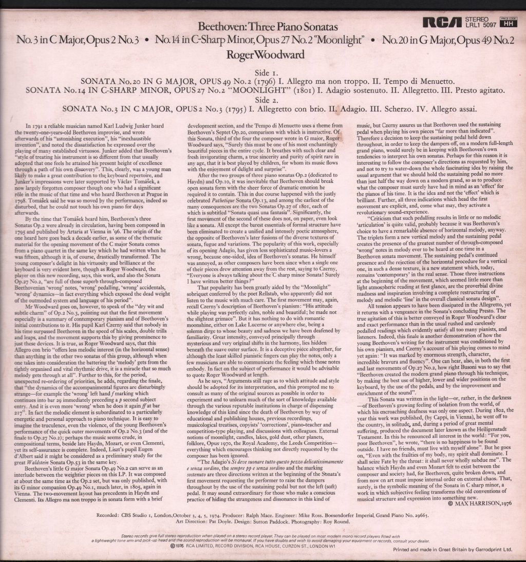 Roger Woodward - Beethoven - Three Piano Sonatas - Lp