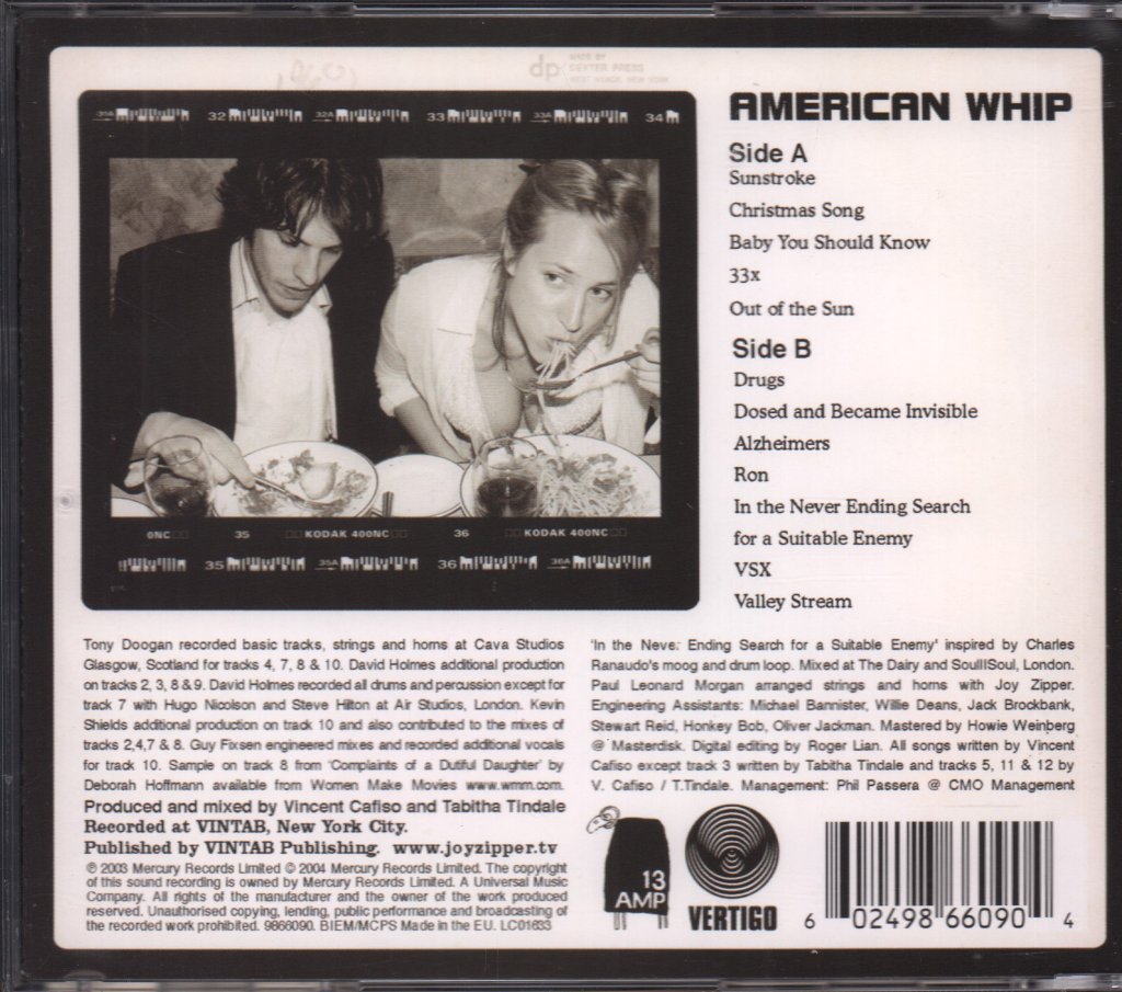 Joy Zipper - American Whip - Cd