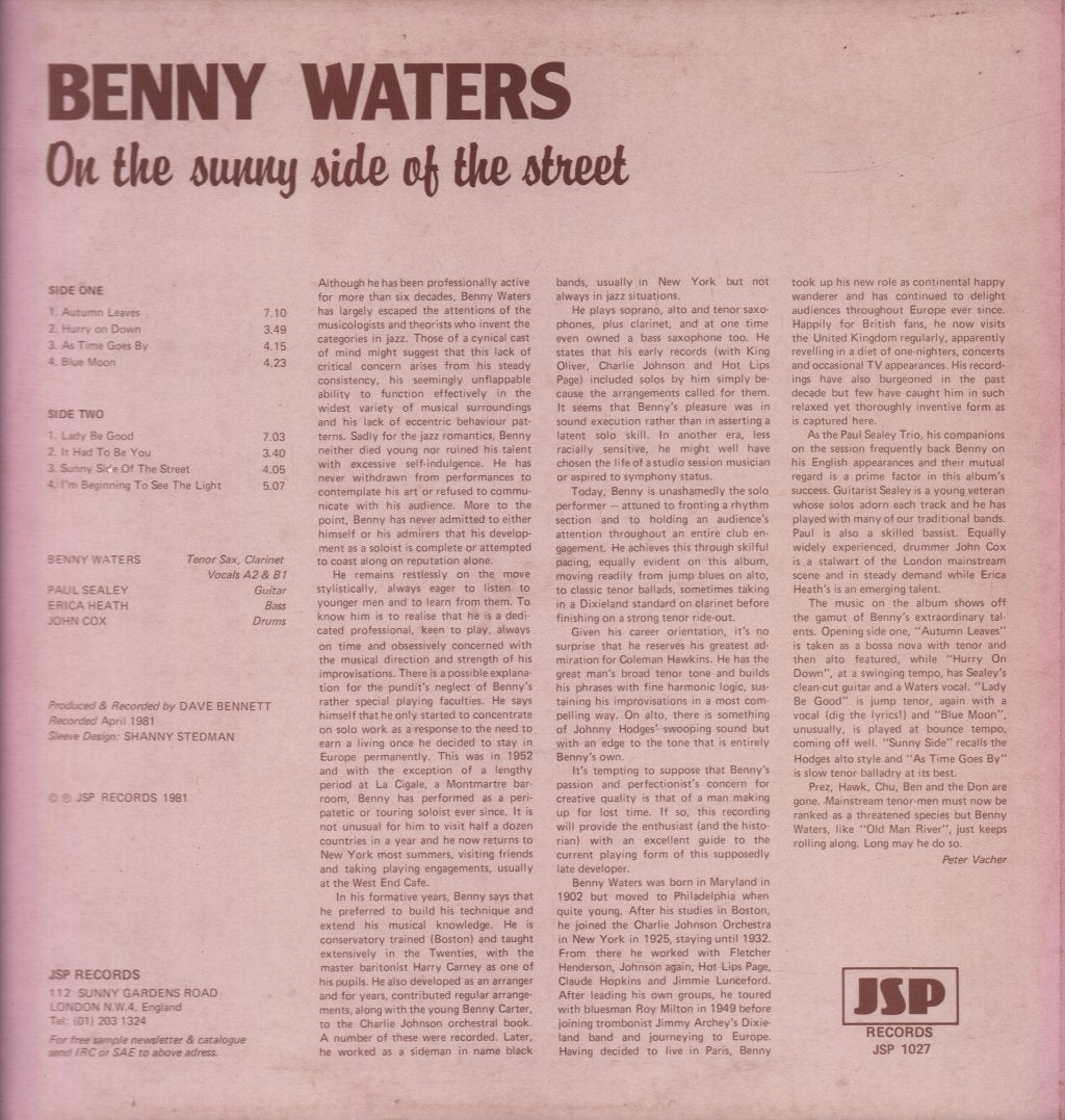 Benny Waters - On The Sunny Side Of The Street - Lp