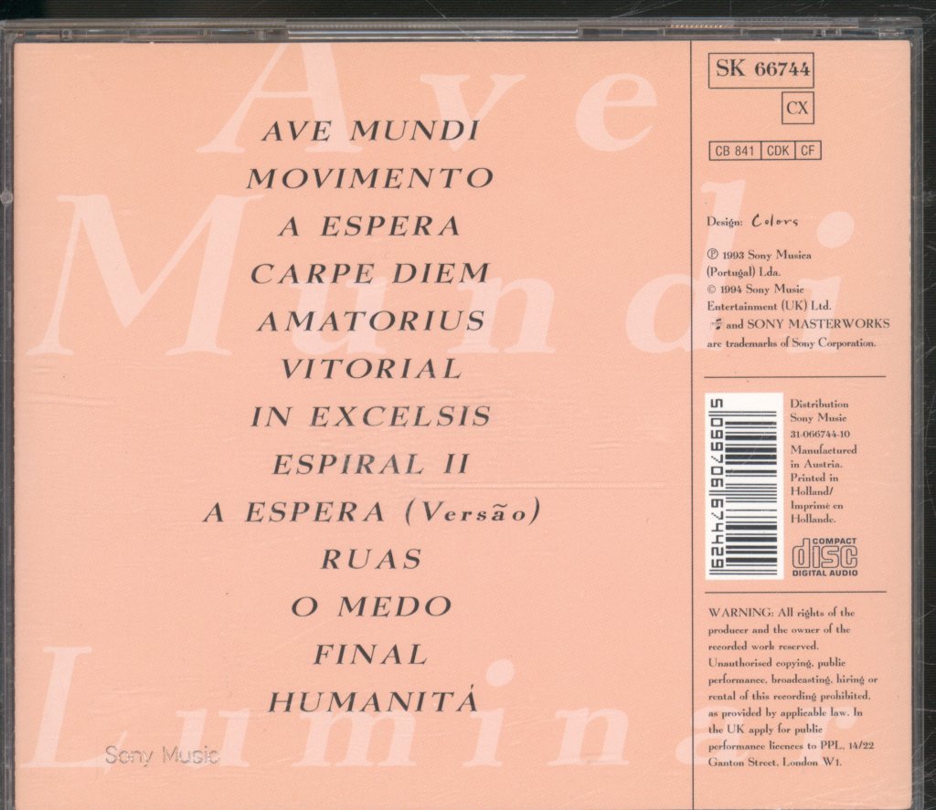 Rodrigo Leao And The Vox Ensemble - Ave Mundi Luminar - Cd