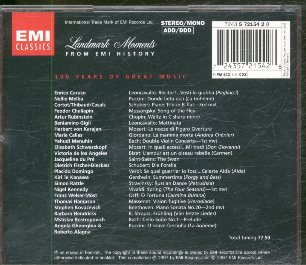 Various Artists - 100 Years Of Great Music (1897-1997) - Cd
