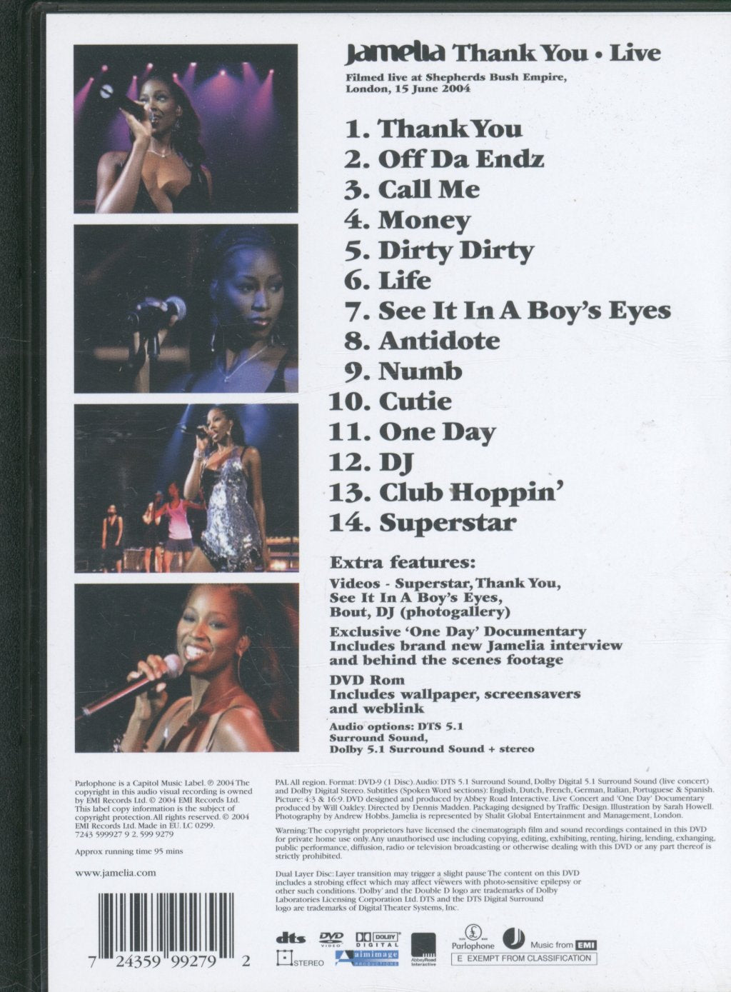 Jamelia - Thank You Live - Dvd