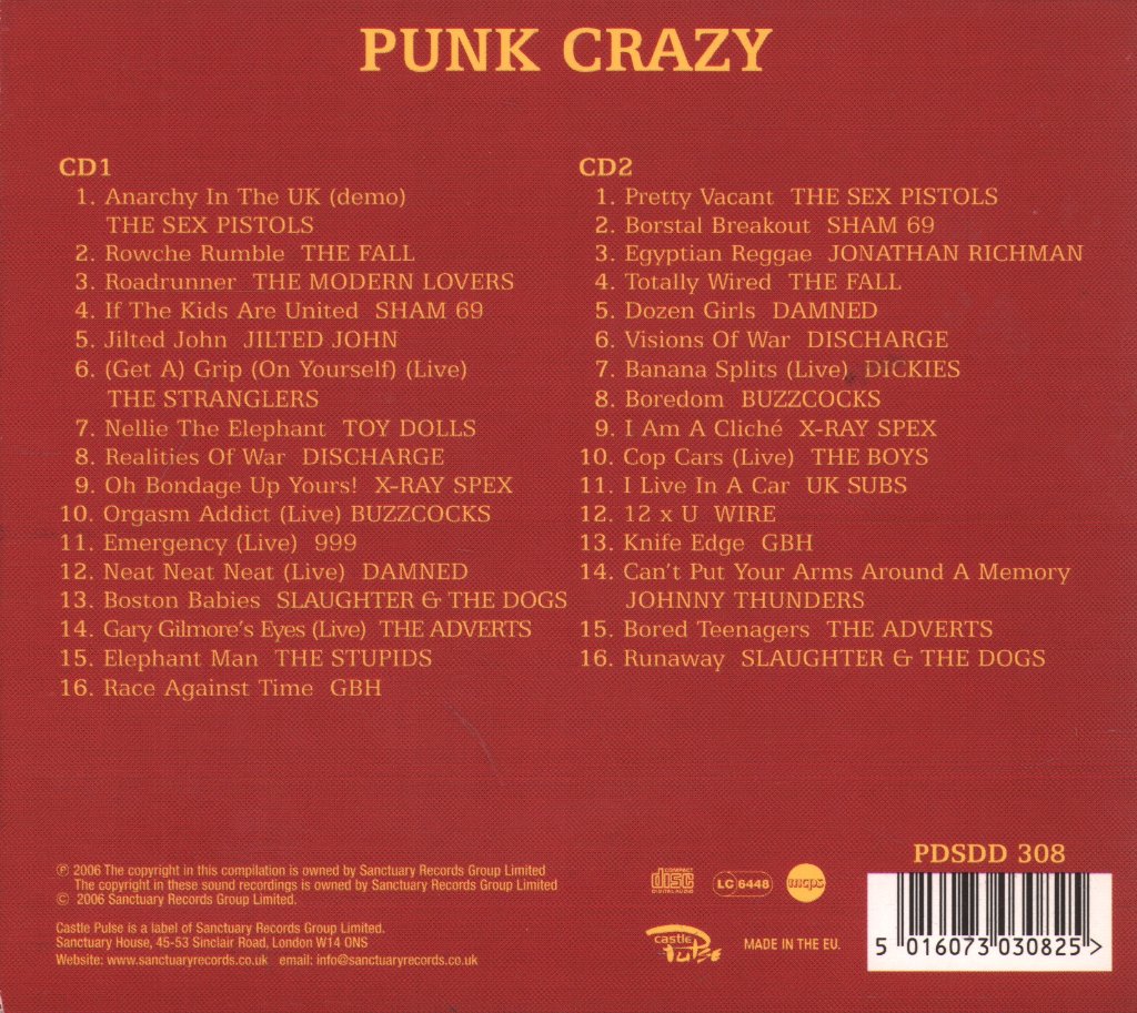 Various Artists - Punk Crazy - Anarchy In The UK - Double Cd