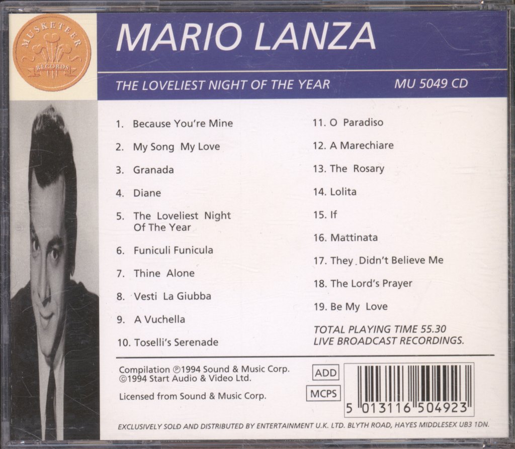 Mario Lanza - Loveliest Night Of The Year - Cd