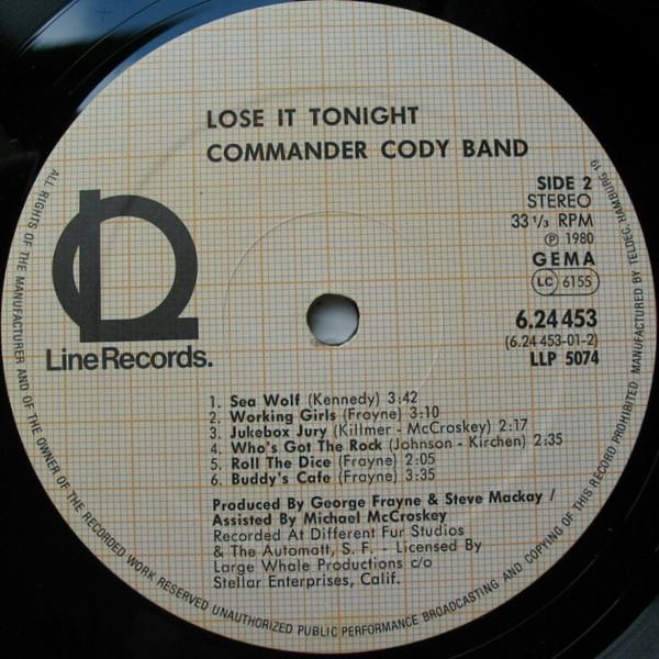 Commander Cody Band - Lose It Tonight - Lp