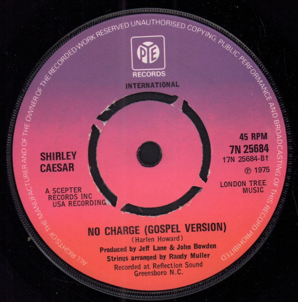 Shirley Caesar - No Charge - 7 Inch