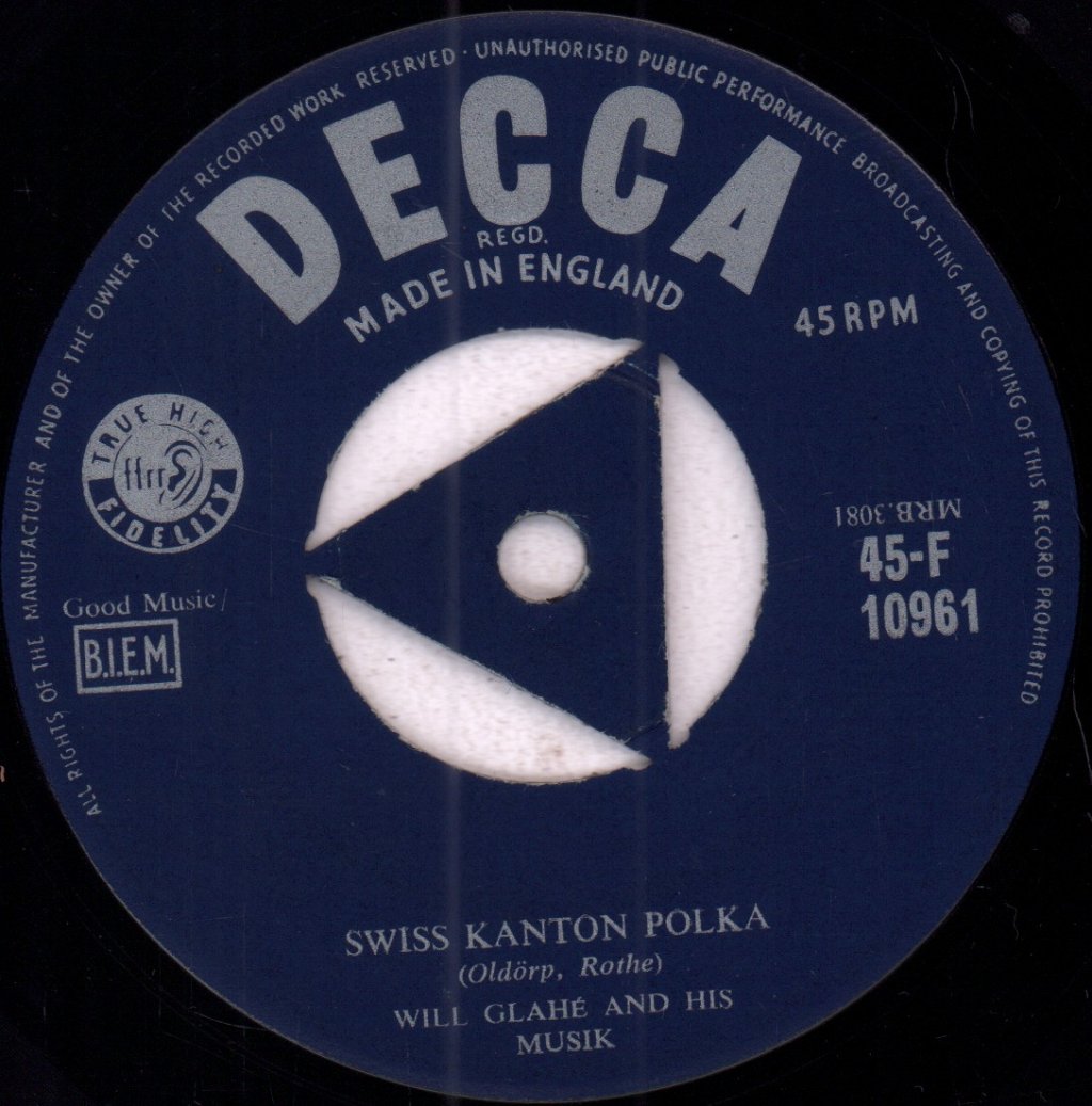 will glahe and his musik - Swiss Kanton Polka - 7 Inch