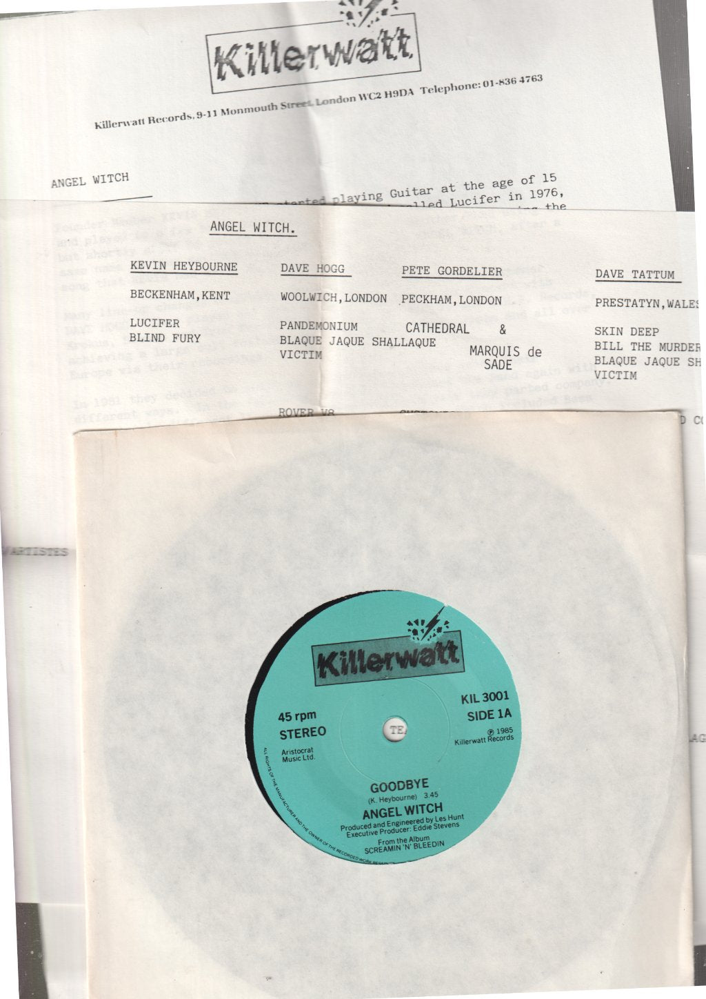 Angel Witch - Goodbye - 7 Inch