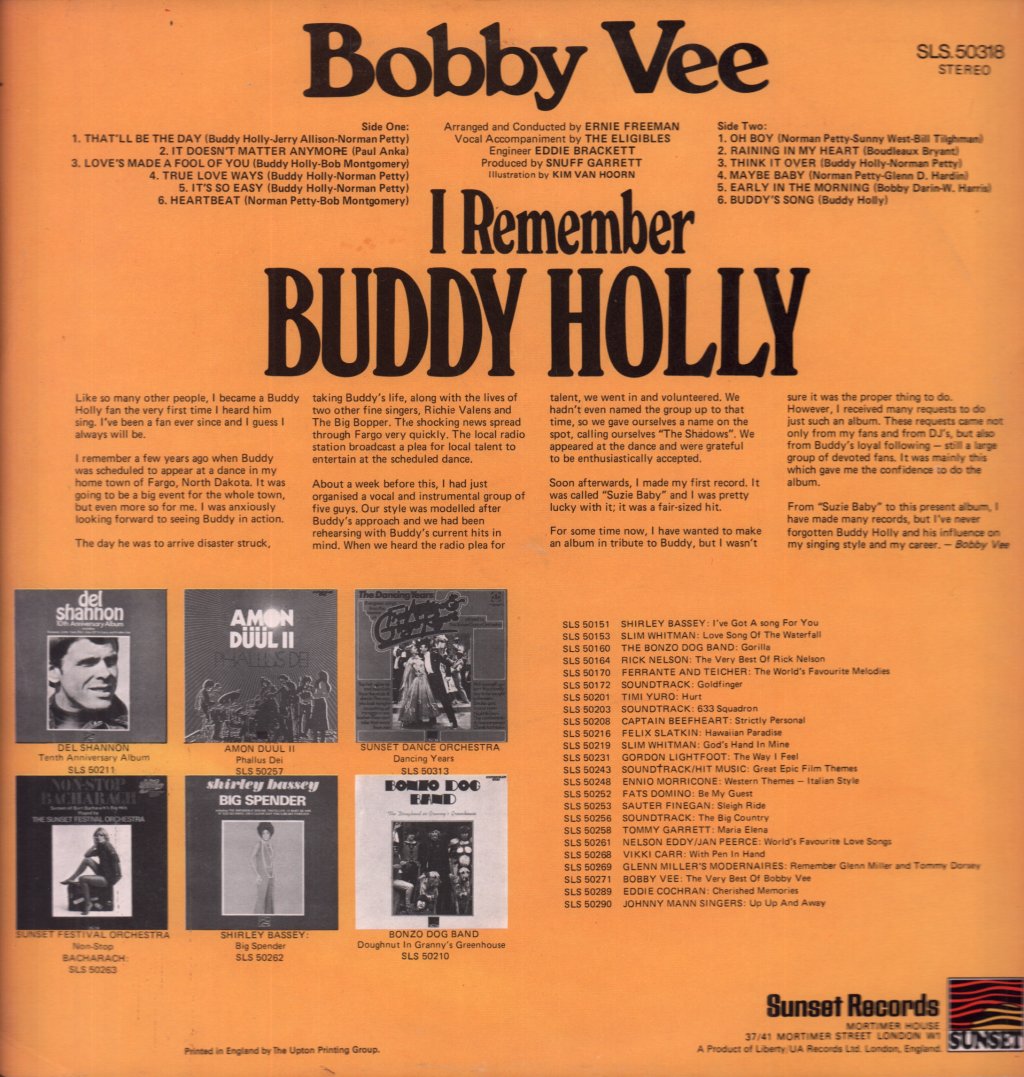 Bobby Vee - I Remember Buddy Holly - Lp