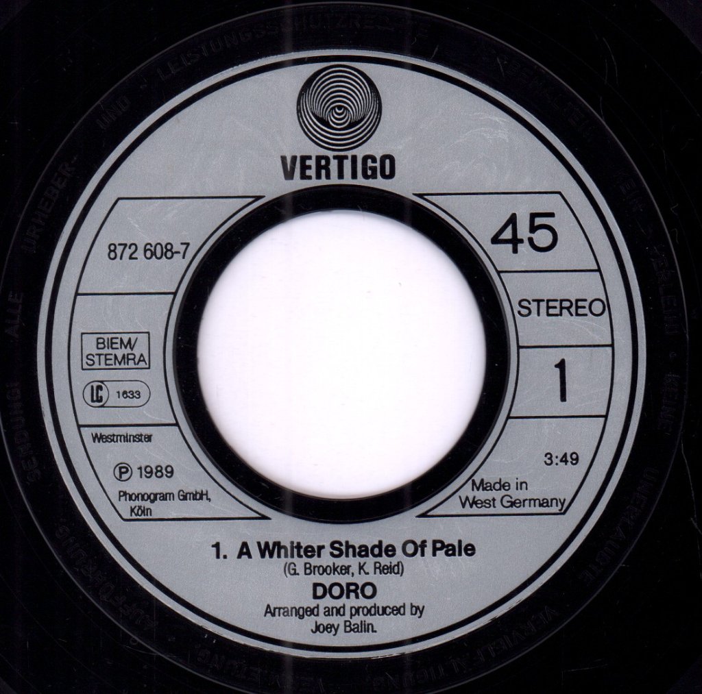 Doro - A Whiter Shade Of Pale - 7 Inch