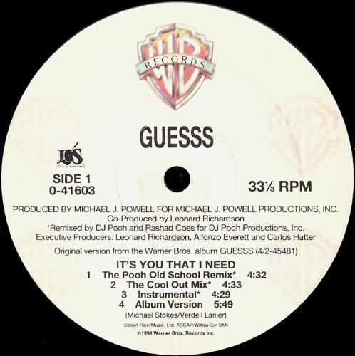 Guesss - It's You That I Need - 12 Inch