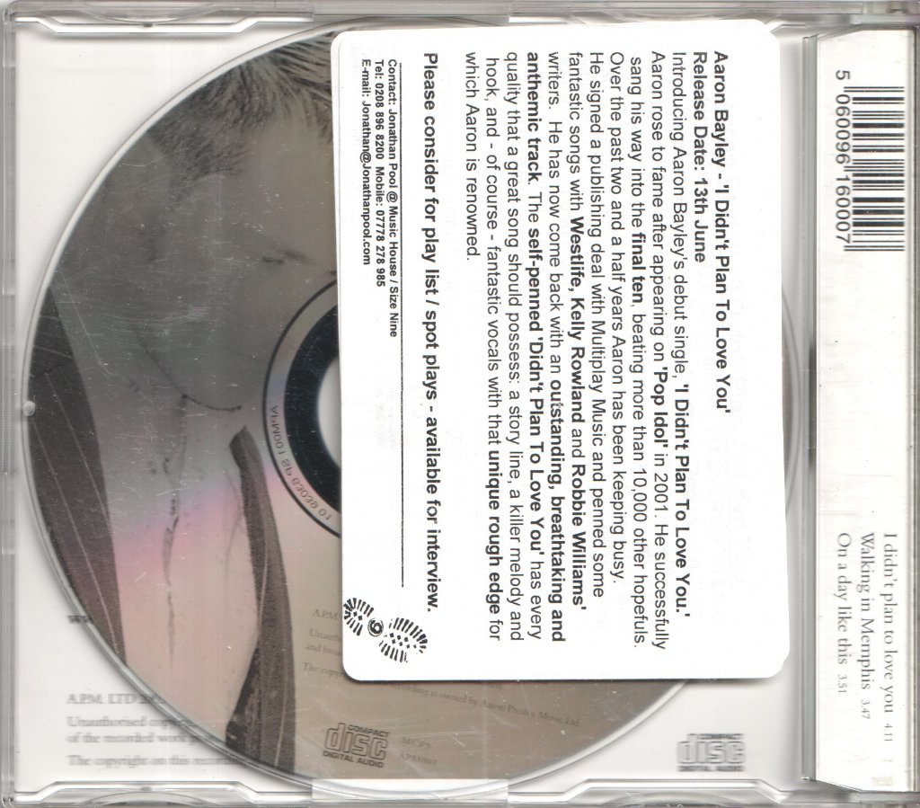 Aaron Bayley - I Didn't Plan To Love You - Cd