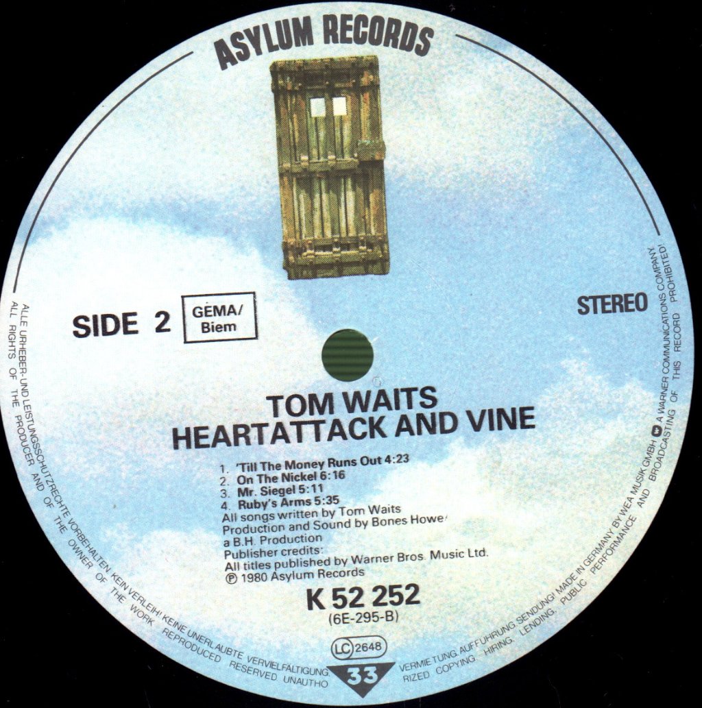 Tom Waits - Heartattack And Vine - Lp