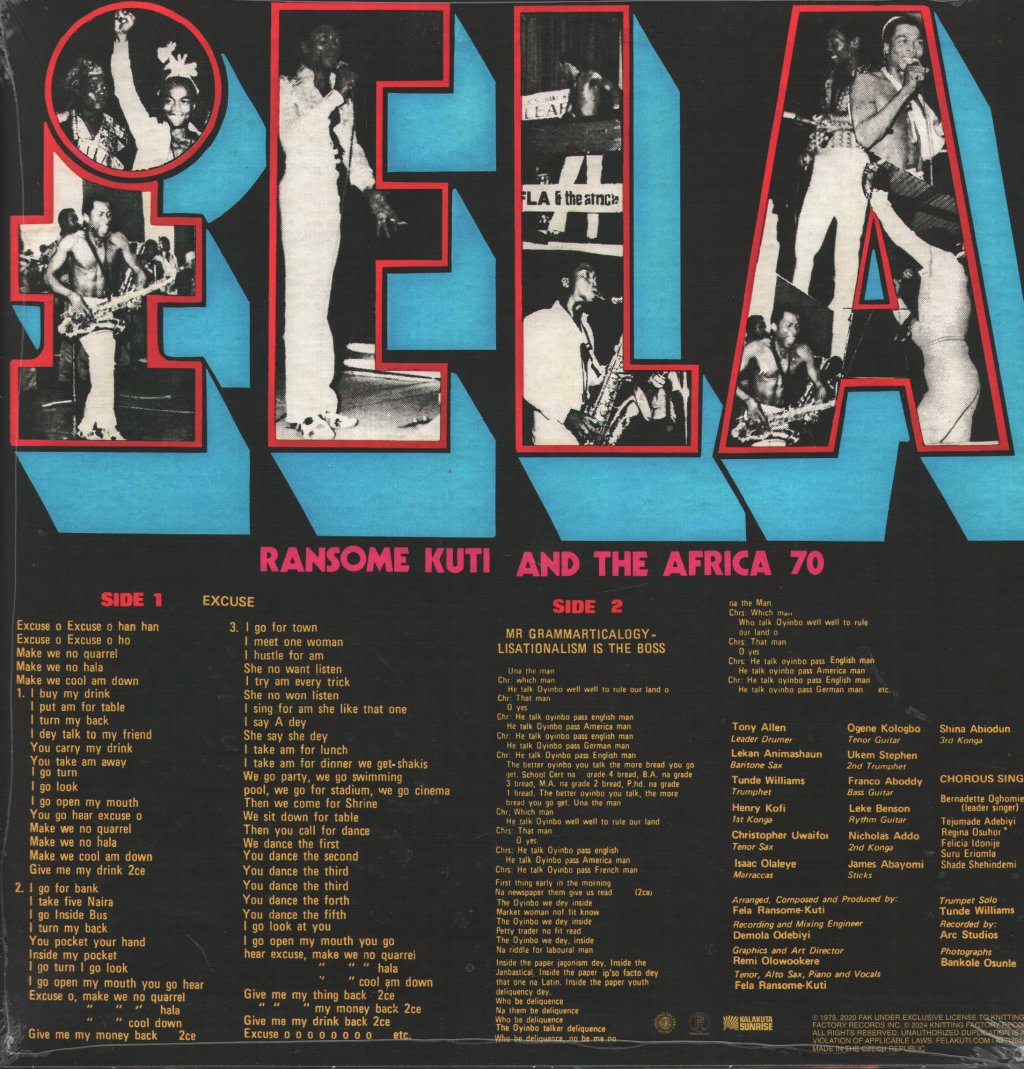 Fela Ransome-Kuti And The Africa 70 - Excuse-O - Lp