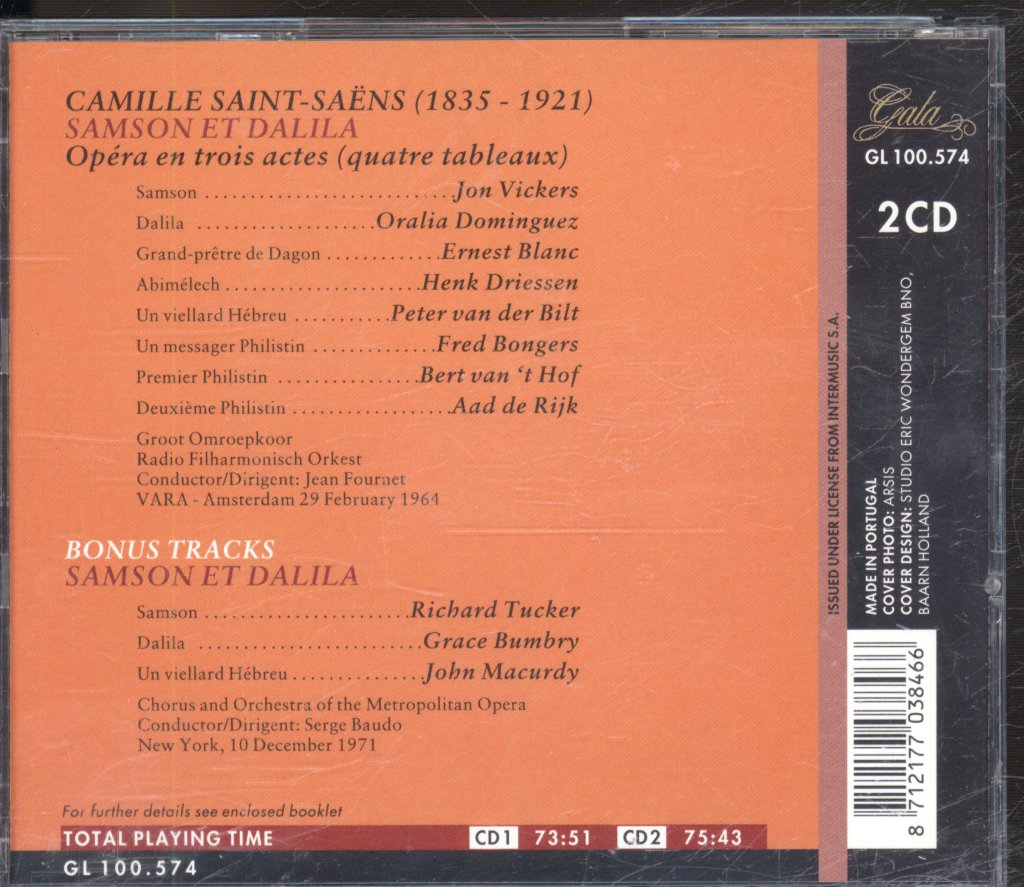 Groot Omroepkoor Orkest, Jean Fournet - Samson Et Delila - Double Cd