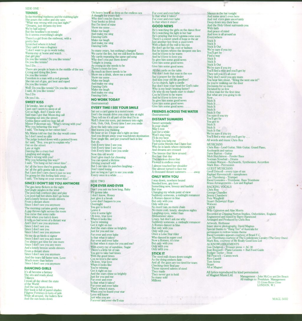 Chris Rea - Tennis - Lp