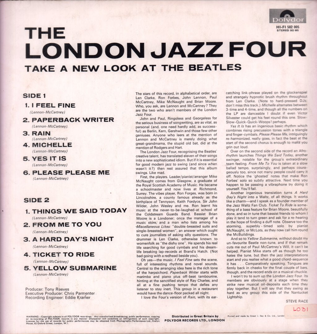 London Jazz Four - Take A New Look At The Beatles - Lp