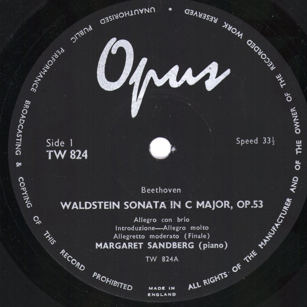 Margaret Sandberg - Beethoven - Waldstein Sonata / Mozart - Piano Sonata In B Flat Major, K.333 - Lp