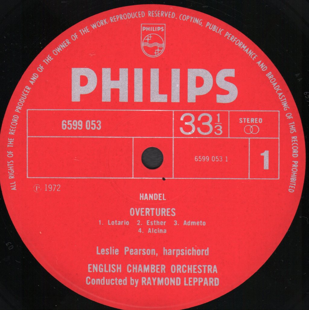 Raymond Leppard / English Chamber Orchestra - Handel's Overtures - Lp