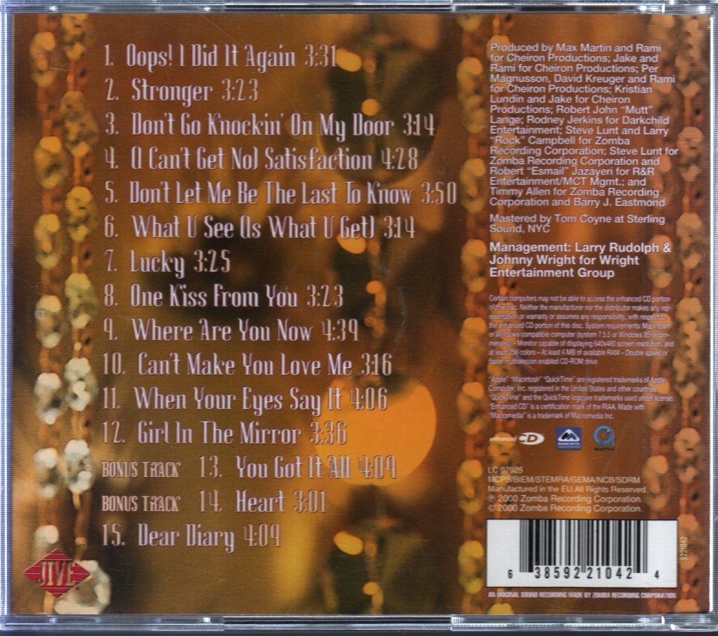 Britney Spears - Oops I Did It Again - Cd