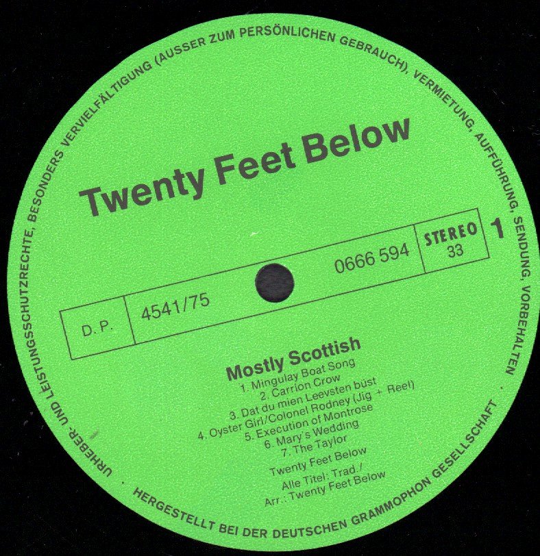 Twenty Feet Below - Mostly Scottish - Lp