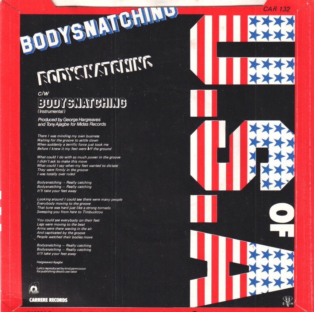 U.s. Of A. - Body Snatching - 7 Inch