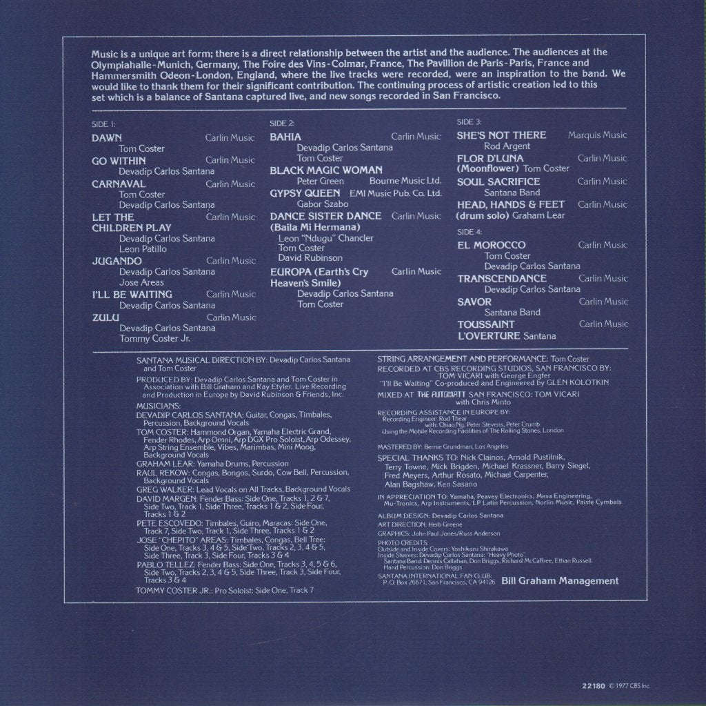 Santana - Moonflower - Double Lp